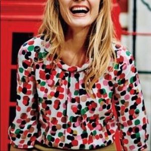 Boden mock silk blend dot pattern blouse - Size 6